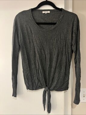 Madewell Lightweight Tie-Hem Long Sleeve Knit - Charcoal
